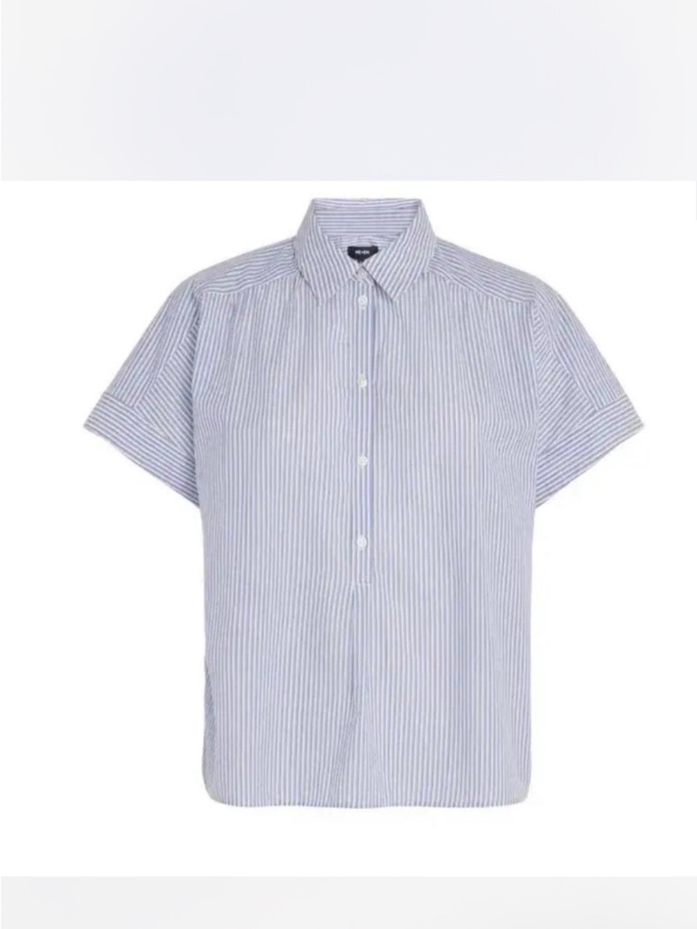 ME+EM Women's Short-Sleeve Button-Down Shirt in Blue and White Stripe
